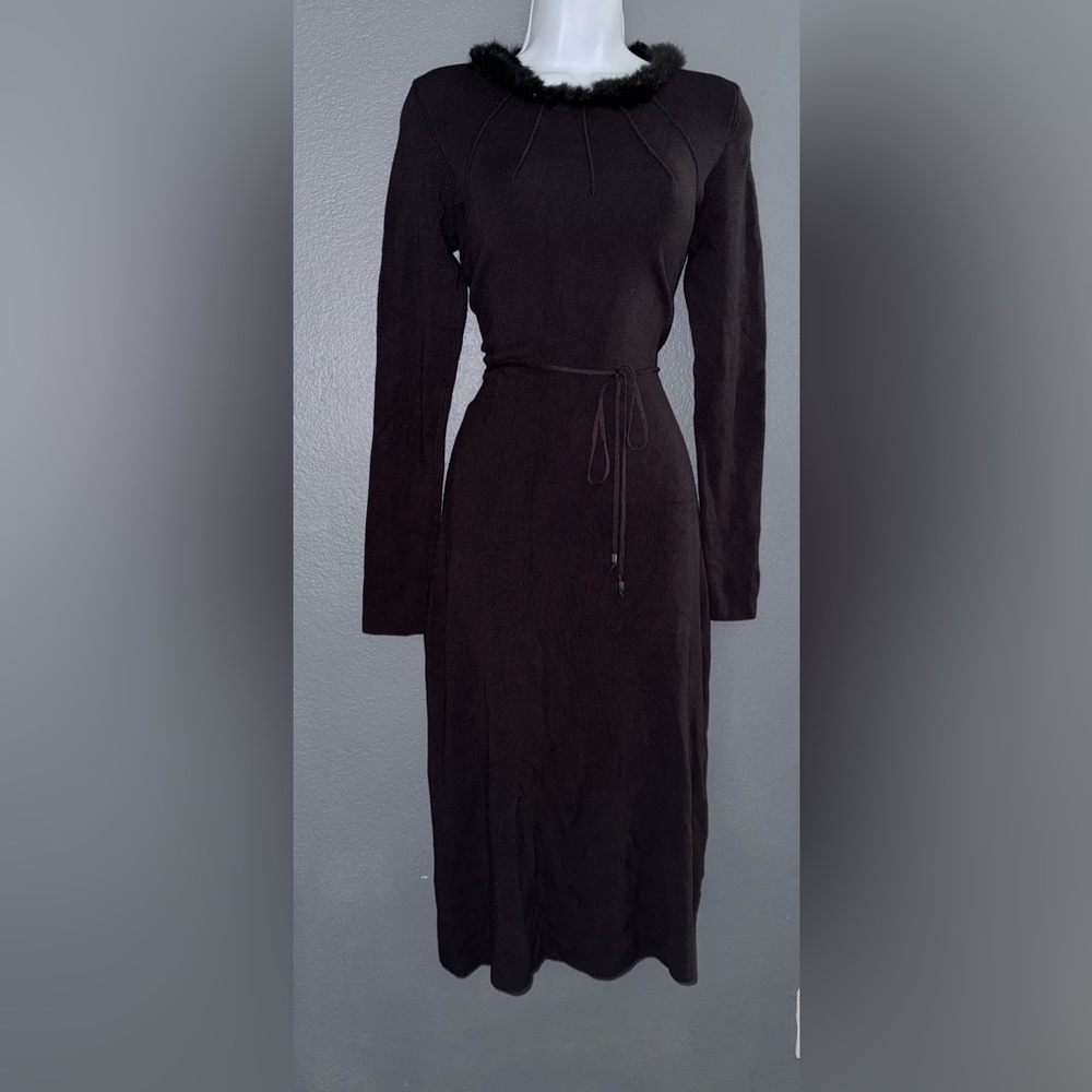 Max Studio VINTAGE Russet Brown Classy Midi Sweater Dress Womens Small - Medium